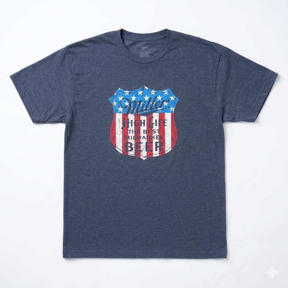 Miller High Life Men's Short Sleeve Graphic Tee - Navy